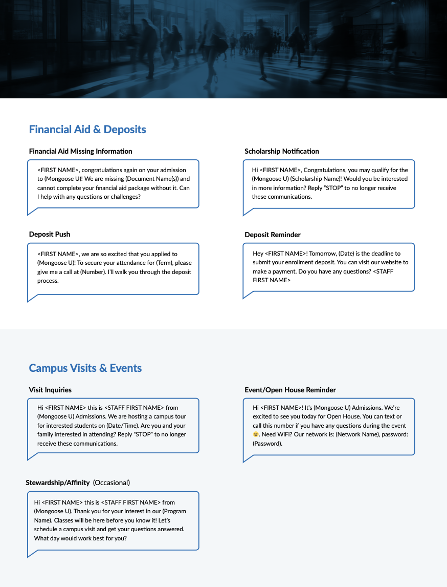 Financial aid and deposits