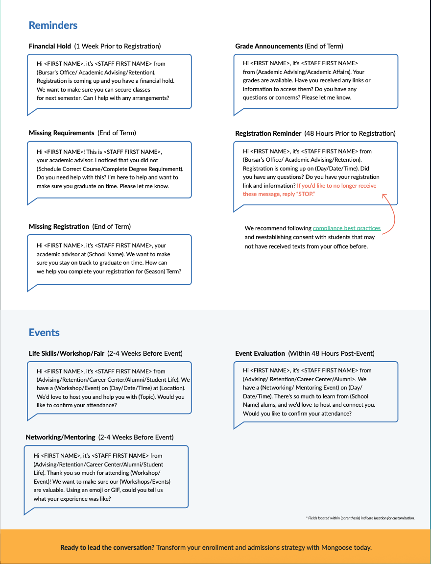 Reminders and events